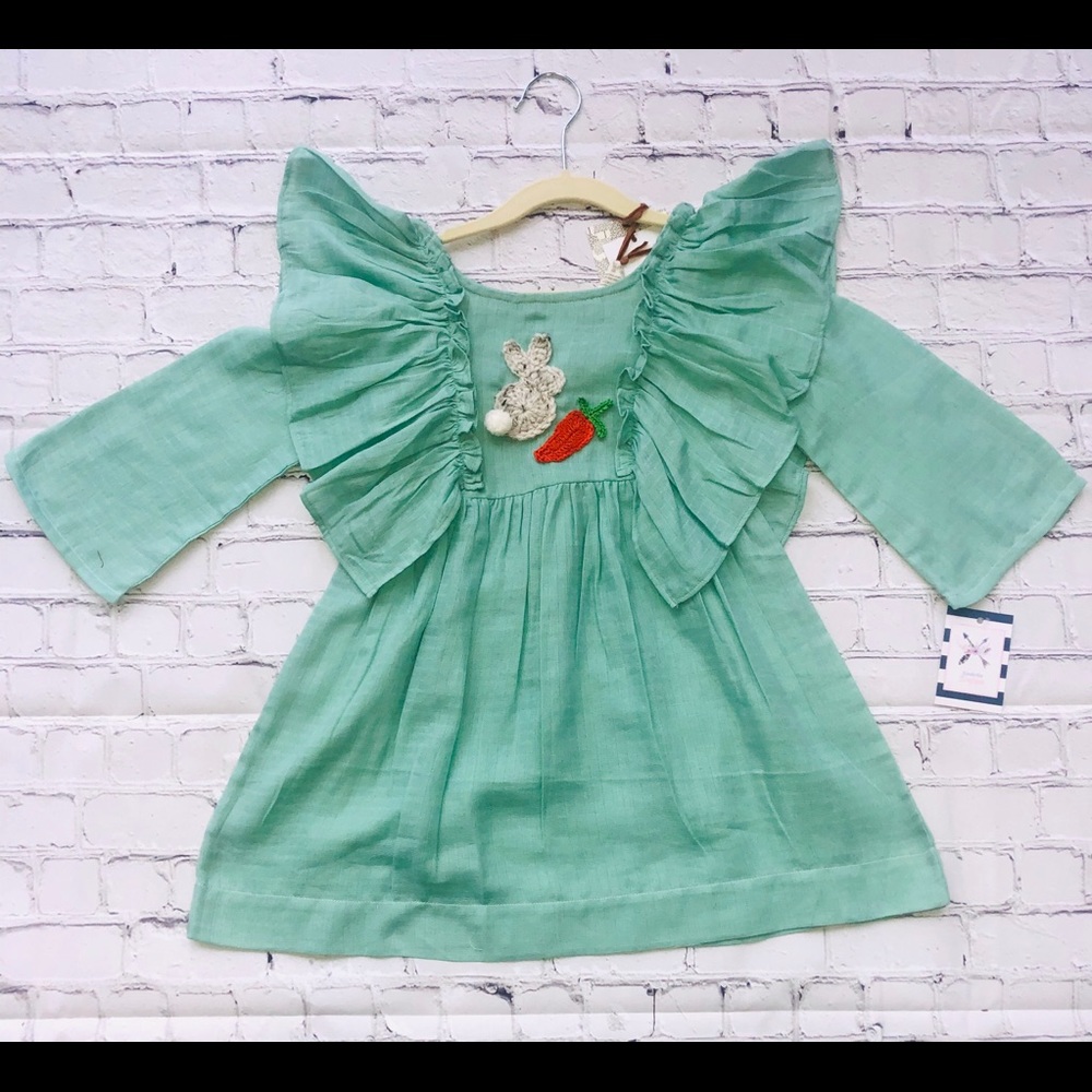 Girls size 4T organic cotton customized wing dress